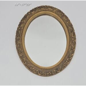 Vintage Oval Giltwood Wall Mirror Ornate Baroque Rococo Frame Hollywood Regency